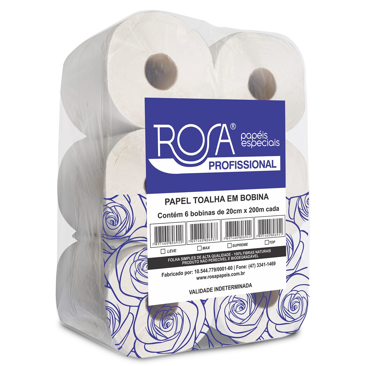 Papel Toalha Bobina Rosa Top 100% Fibras Naturais